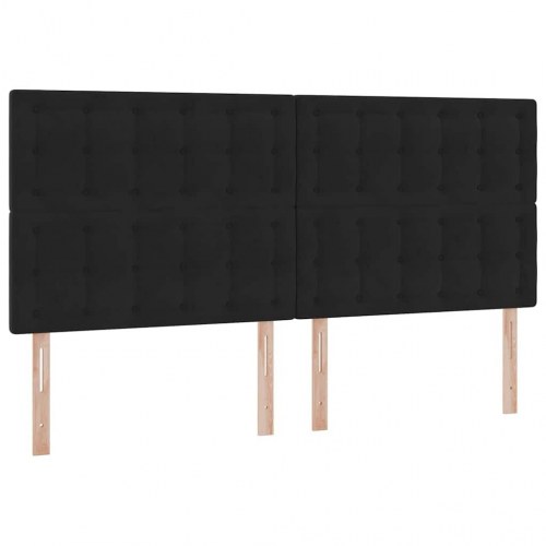 Seng med opbevaring og madras - sort fløjl, 200 x 200 cm, LED