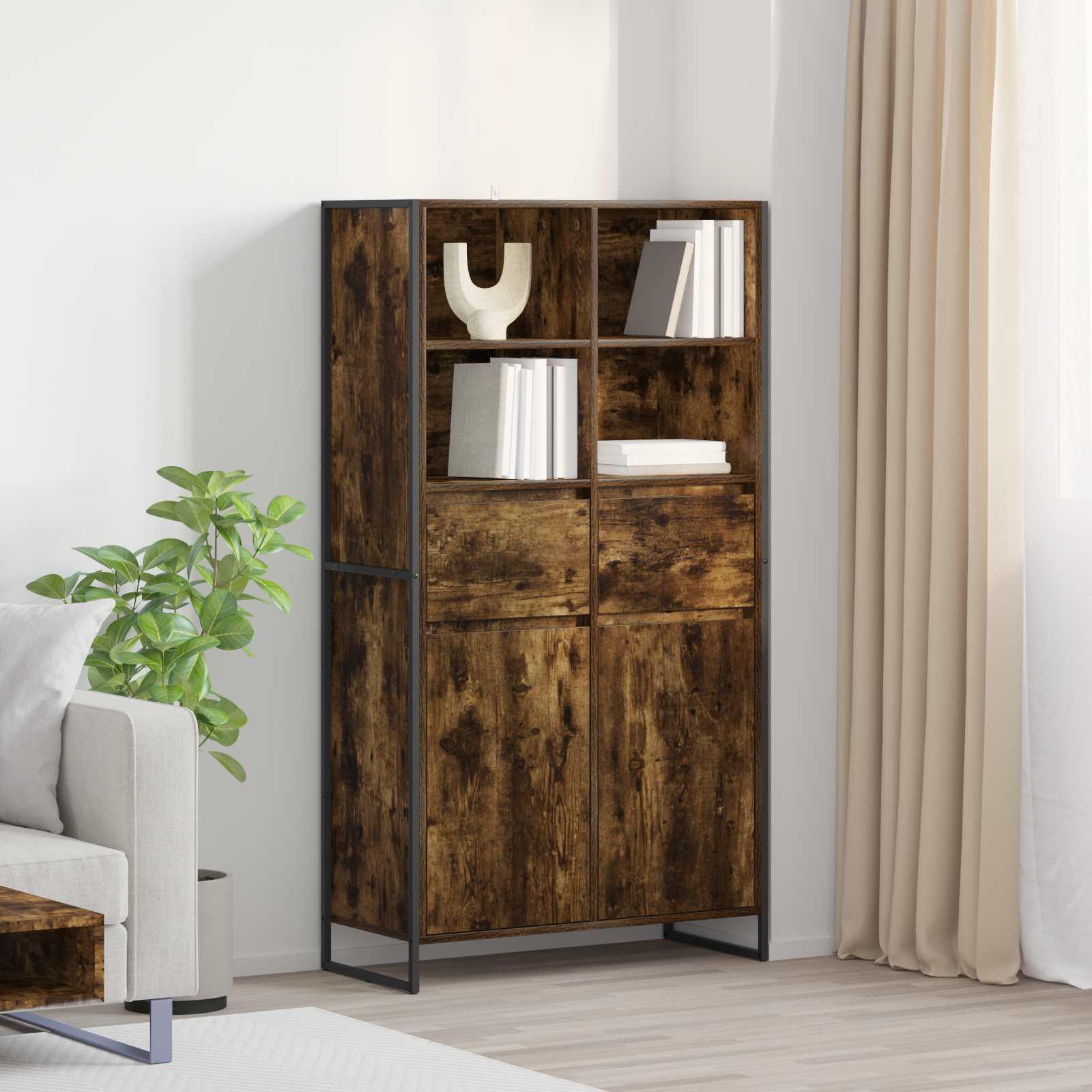 Sidebord 2 stk Røget Eg 81 x 36 x 150.5 cm Konstrueret træ billede