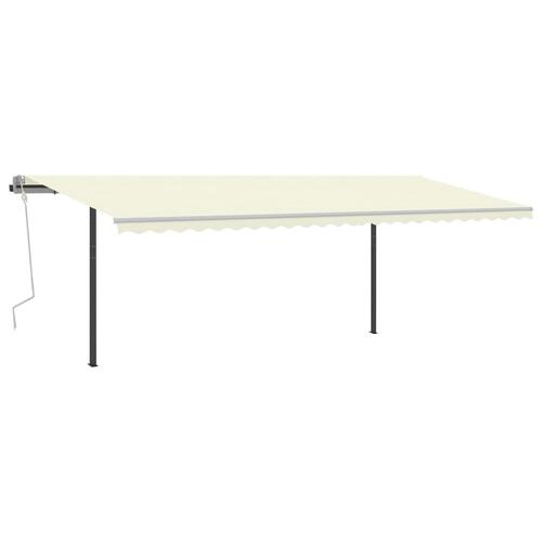 Markise m. LED-lys 6x3,5 m manuel betjening cremefarvet