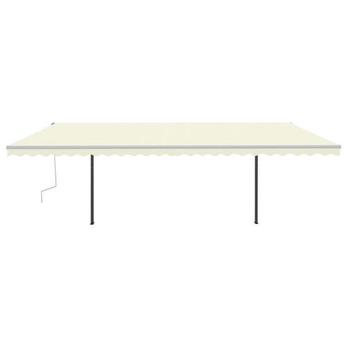 Markise m. LED-lys 6x3,5 m manuel betjening cremefarvet