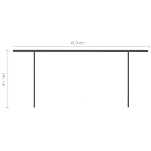 Markise m. LED-lys 6x3,5 m manuel betjening cremefarvet