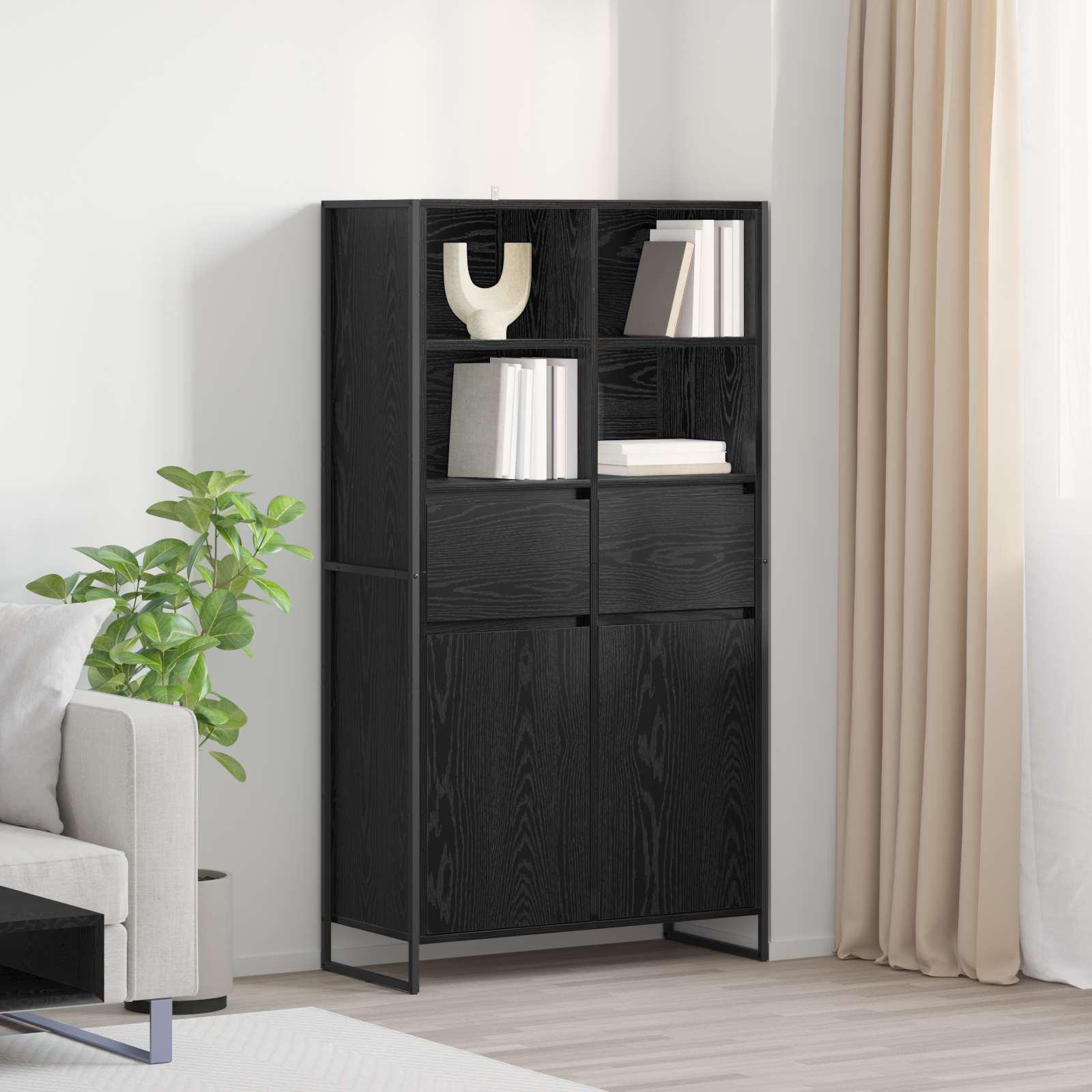 Sidebord 2 stk Sort eg 81 x 36 x 150.5 cm Konstrueret træ billede