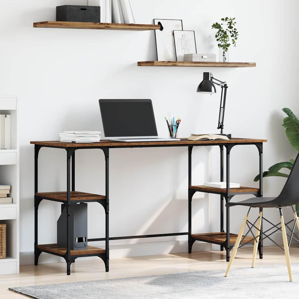 Bord med hylde Gammelt træ 140 x 50 x 75 cm Konstrueret træ billede
