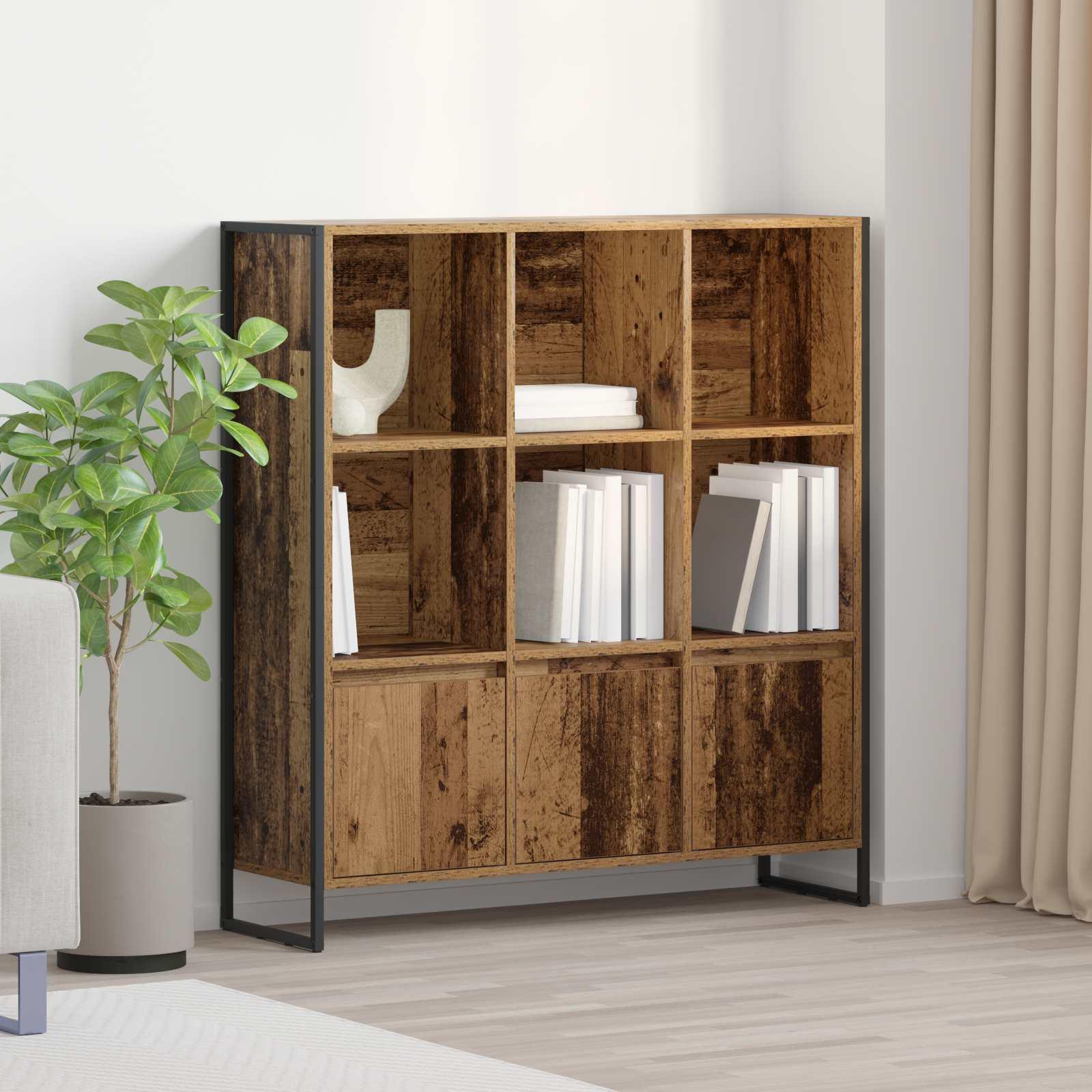 Bogskab 2 stk Gammelt træ 99,5 x 30 x 108,5 cm Konstrueret træ billede