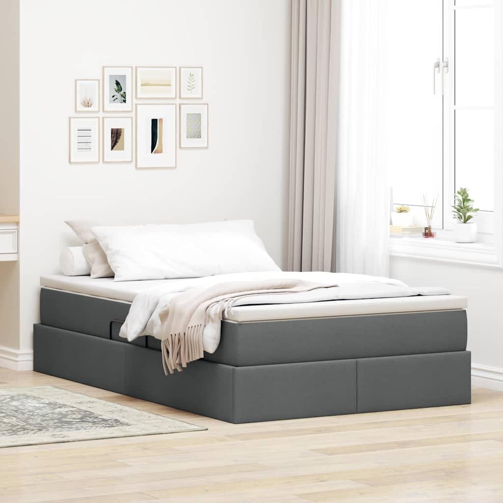 Seng med opbevaring og madras Mørkegrå 120 x 200 cm Polyester billede