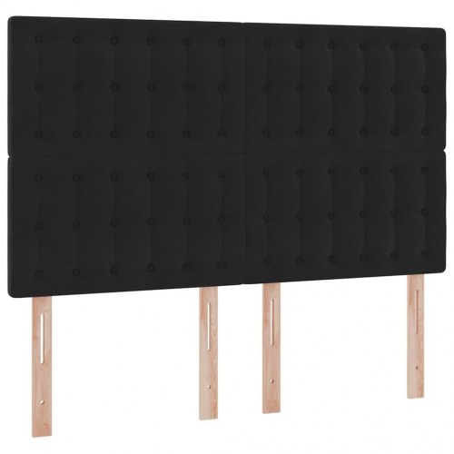 Seng med opbevaring og LED inkl. madras - sort fløjl 140 x 200 cm