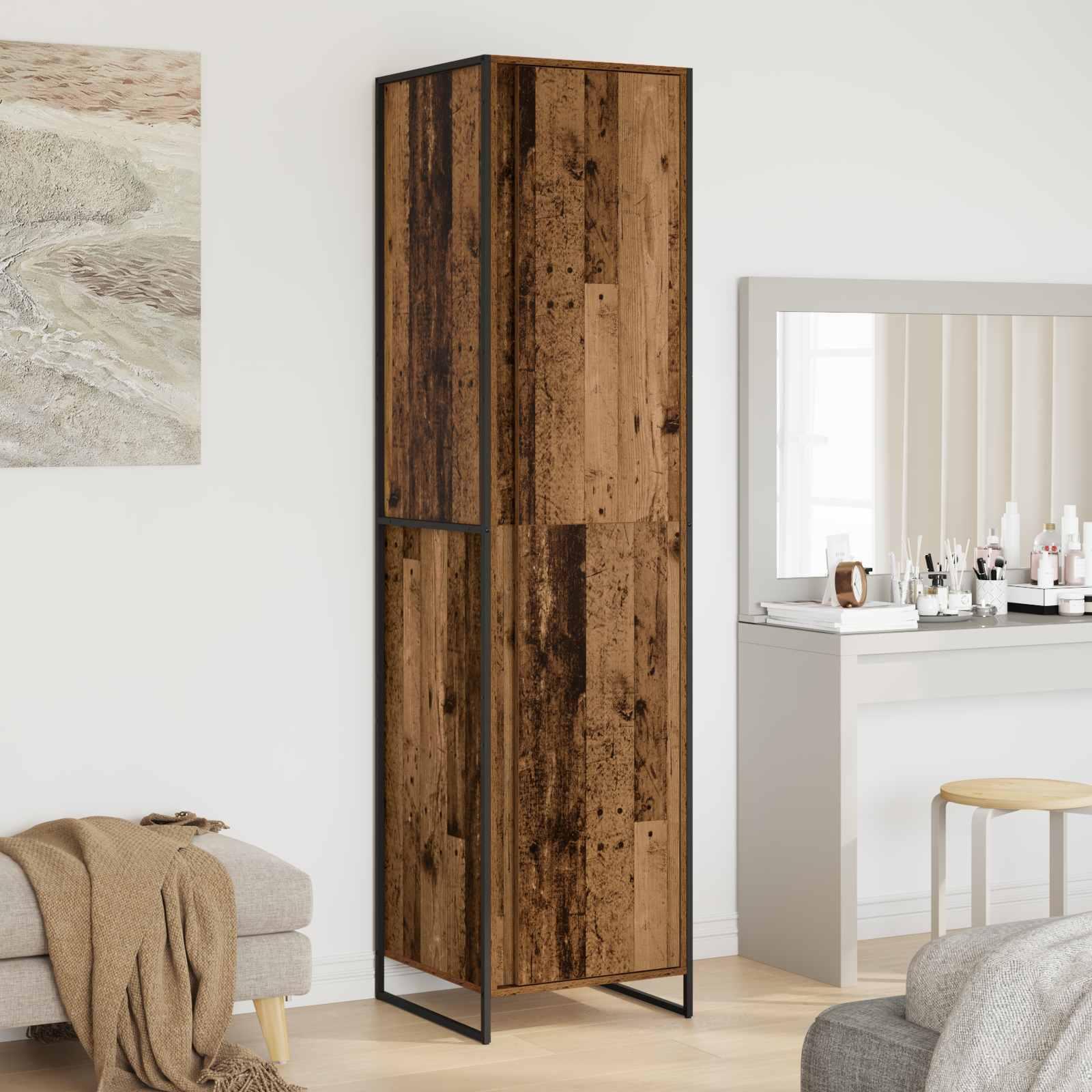 Warderobe 2 stk Gammelt træ 50 x 50 x 200 cm Konstrueret træ billede