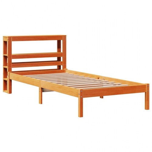 Sengeramme med sengegavl 90x190 cm massivt fyrretræ gyldenbrun