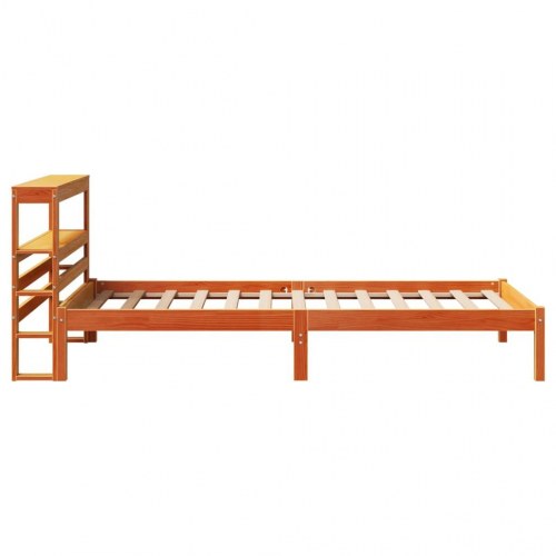 Sengeramme med sengegavl 90x190 cm massivt fyrretræ gyldenbrun