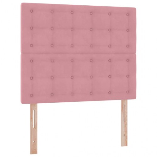Seng med opbevaring og LED Lyserød 120 x 190 cm Fløjl