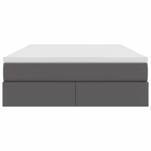 Seng med opbevaring og madras Grå 140 x 190 cm Faux læder