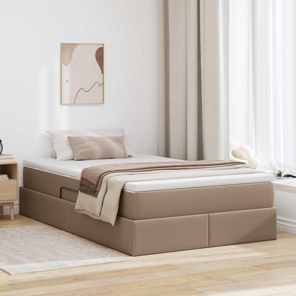 Seng med opbevaring og madras Cappuccino 120 x 200 cm billede