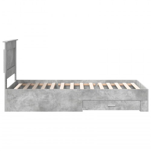 Opbevaringsseng i konstrueret træ 75 x 190 cm - beton grå og sølv