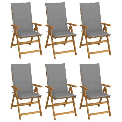 Foldbare havestole 6 stk. med hynder massivt akacietræ