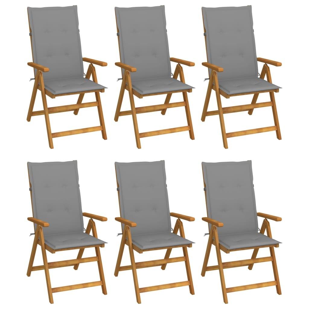 Foldbare havestole 6 stk. med hynder massivt akacietræ