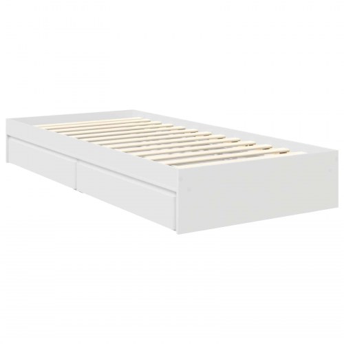 Sengestel med skuffe Hvid 90 x 200 cm Konstrueret træ