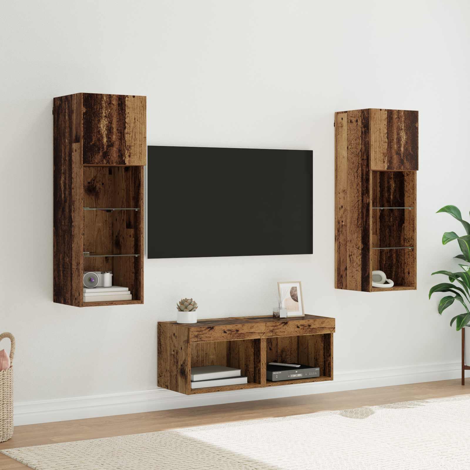 TV Væghylder Vægmonteret 4 stk Artisan Egetræ 40 x 30 x 30 cm billede