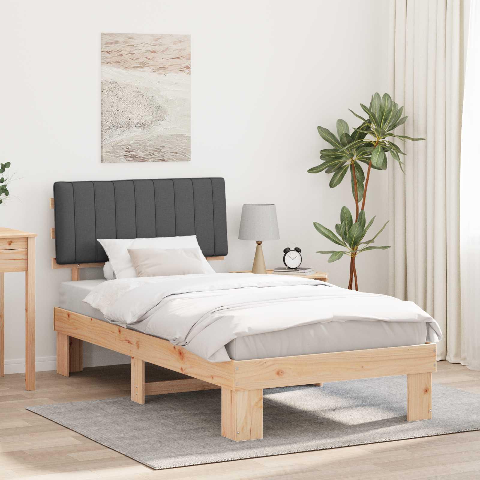 Sengestel med Polstret Hovedgavl Mørkegrå 100 x 200 cm billede