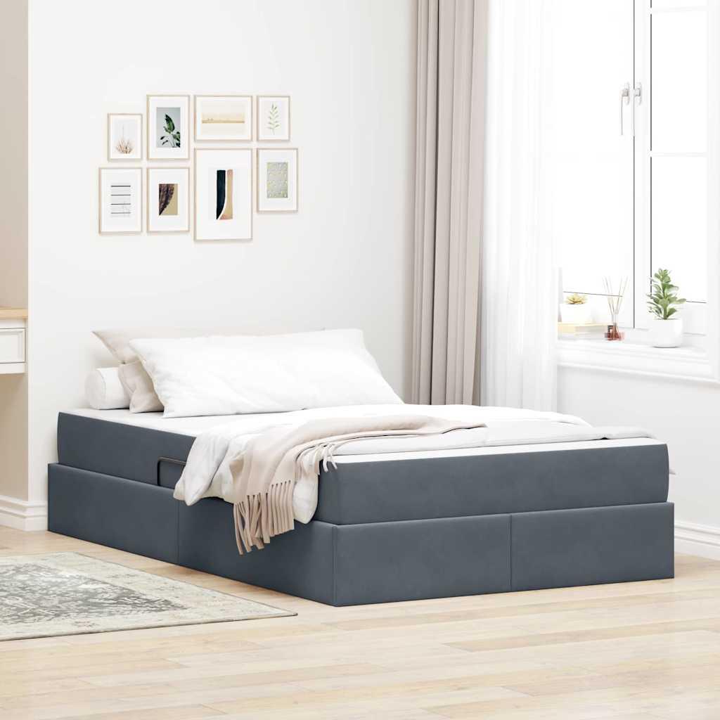 Seng med opbevaring og madras Mørkegrå 120 x 200 cm Fløjl billede