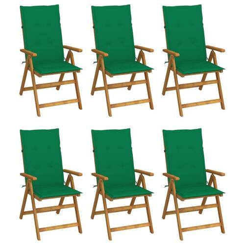 Foldbare havestole 6 stk. med hynder massivt akacietræ