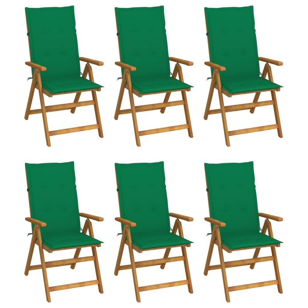 Foldbare havestole 6 stk. med hynder massivt akacietræ