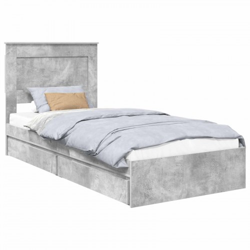 Sengestel med skuffe Beton Grå 100 x 200 cm Konstrueret træ