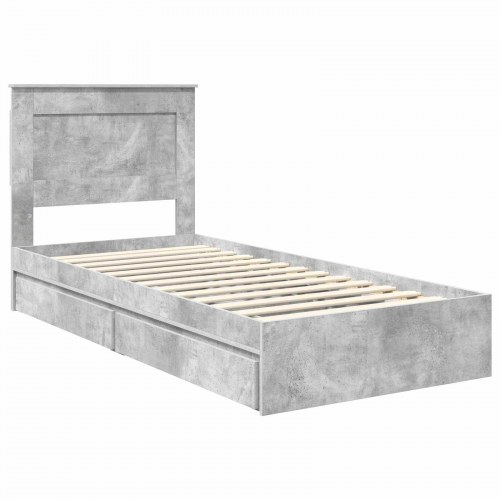 Sengestel med skuffe Beton Grå 100 x 200 cm Konstrueret træ