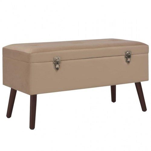 Bænk med opbevaringsrum 80 cm fløjl beige