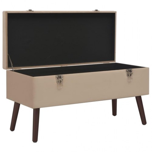 Bænk med opbevaringsrum 80 cm fløjl beige