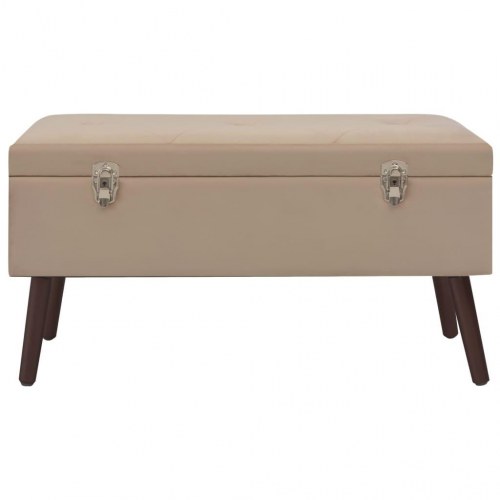 Bænk med opbevaringsrum 80 cm fløjl beige