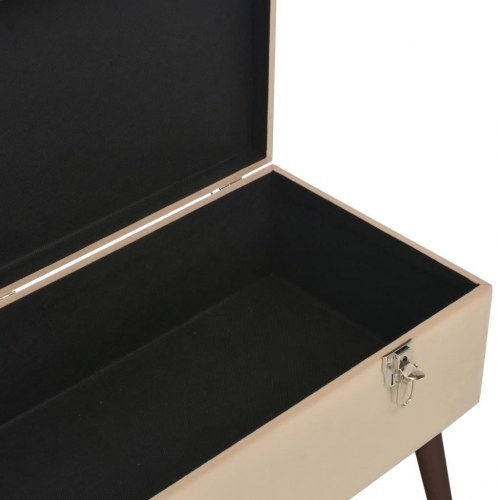 Bænk med opbevaringsrum 80 cm fløjl beige