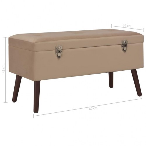 Bænk med opbevaringsrum 80 cm fløjl beige