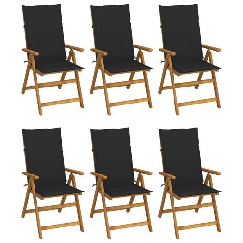 Foldbare havestole 6 stk. med hynder massivt akacietræ