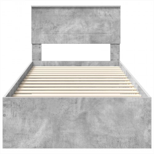 Sengestel med opbevaring - beton grå/sølv 75 x 190 cm