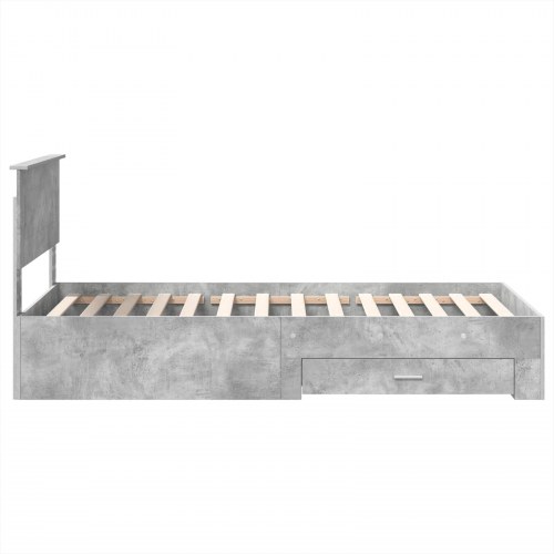 Sengestel med opbevaring - beton grå/sølv 75 x 190 cm