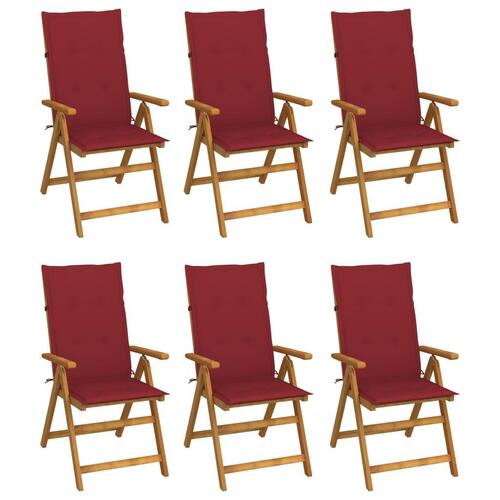 Foldbare havestole 6 stk. med hynder massivt akacietræ