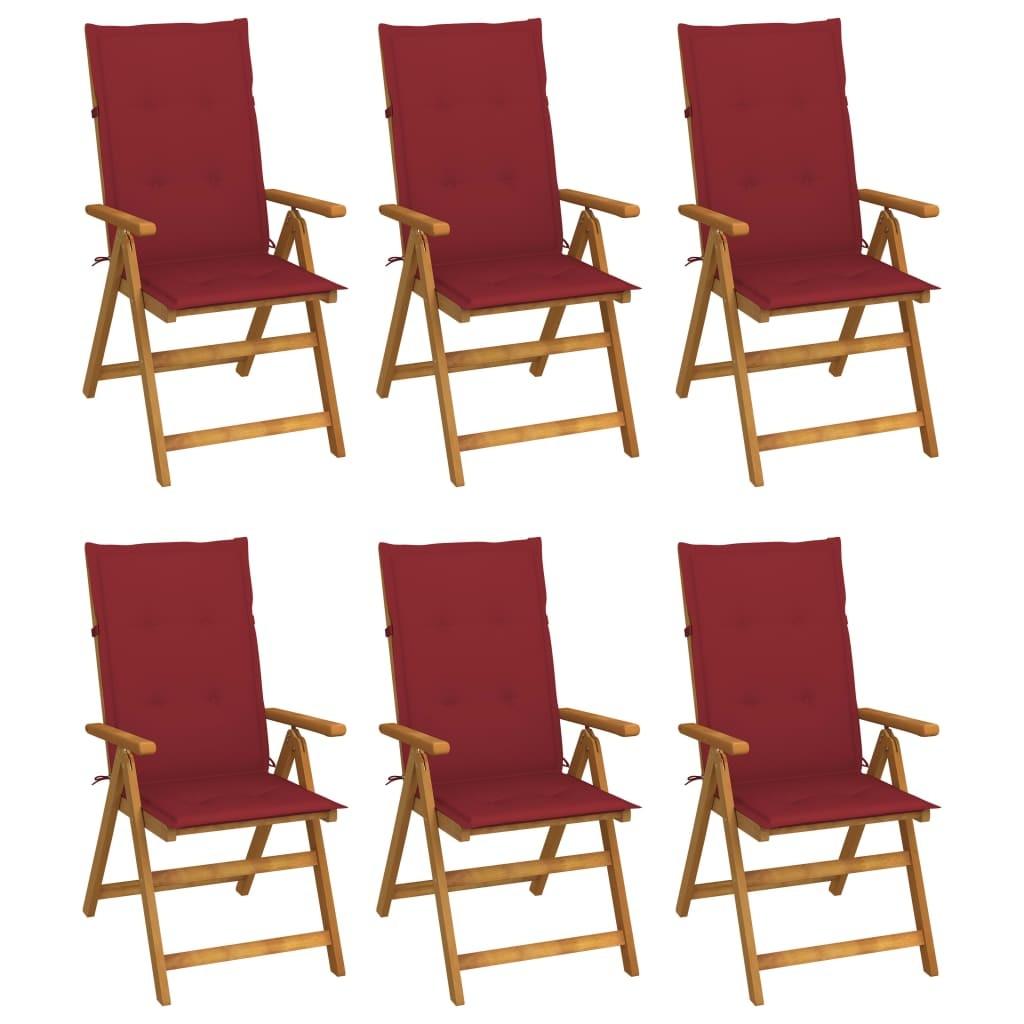 Foldbare havestole 6 stk. med hynder massivt akacietræ
