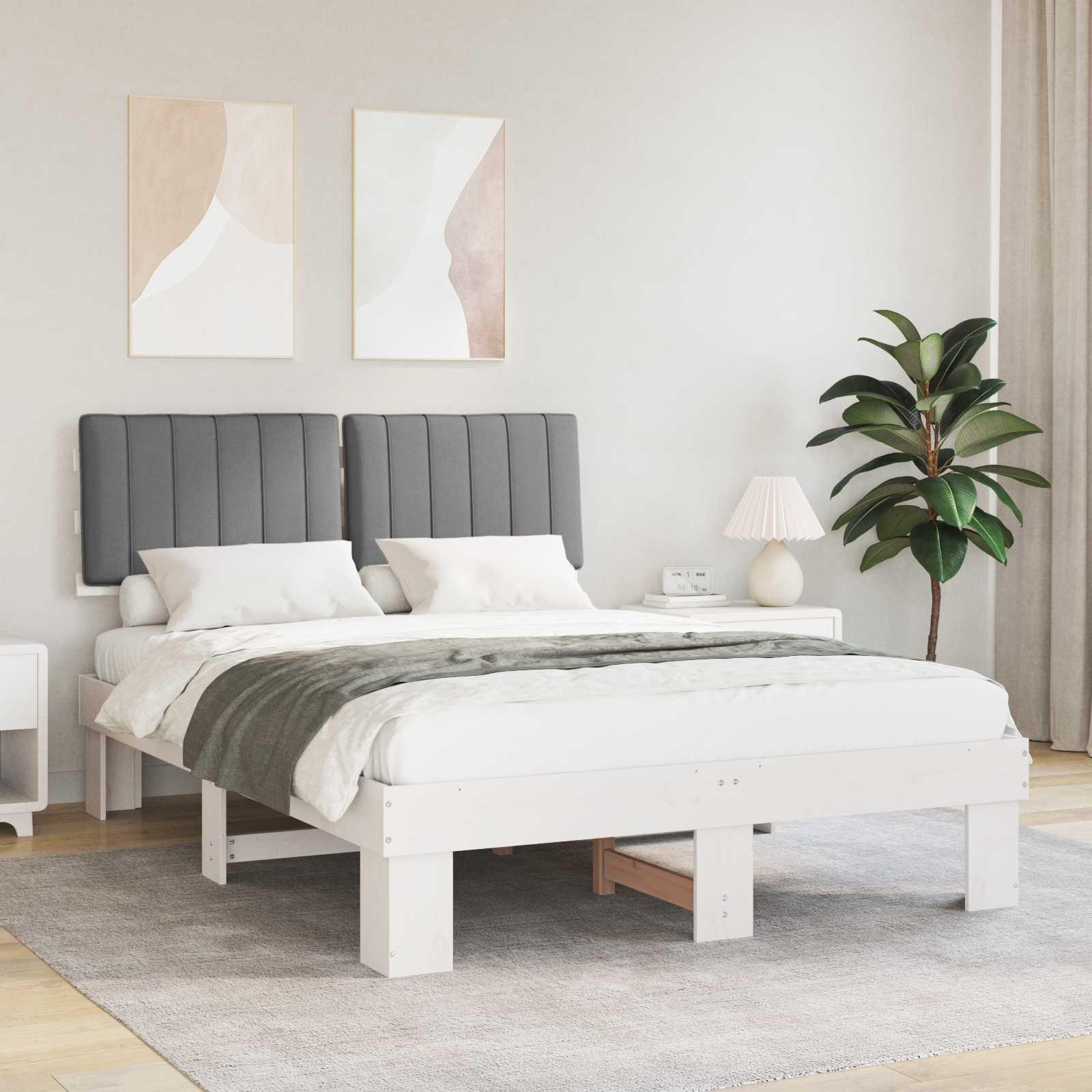 Sengestel med Polstret Hovedgavl Lysegrå 140 x 190 cm billede
