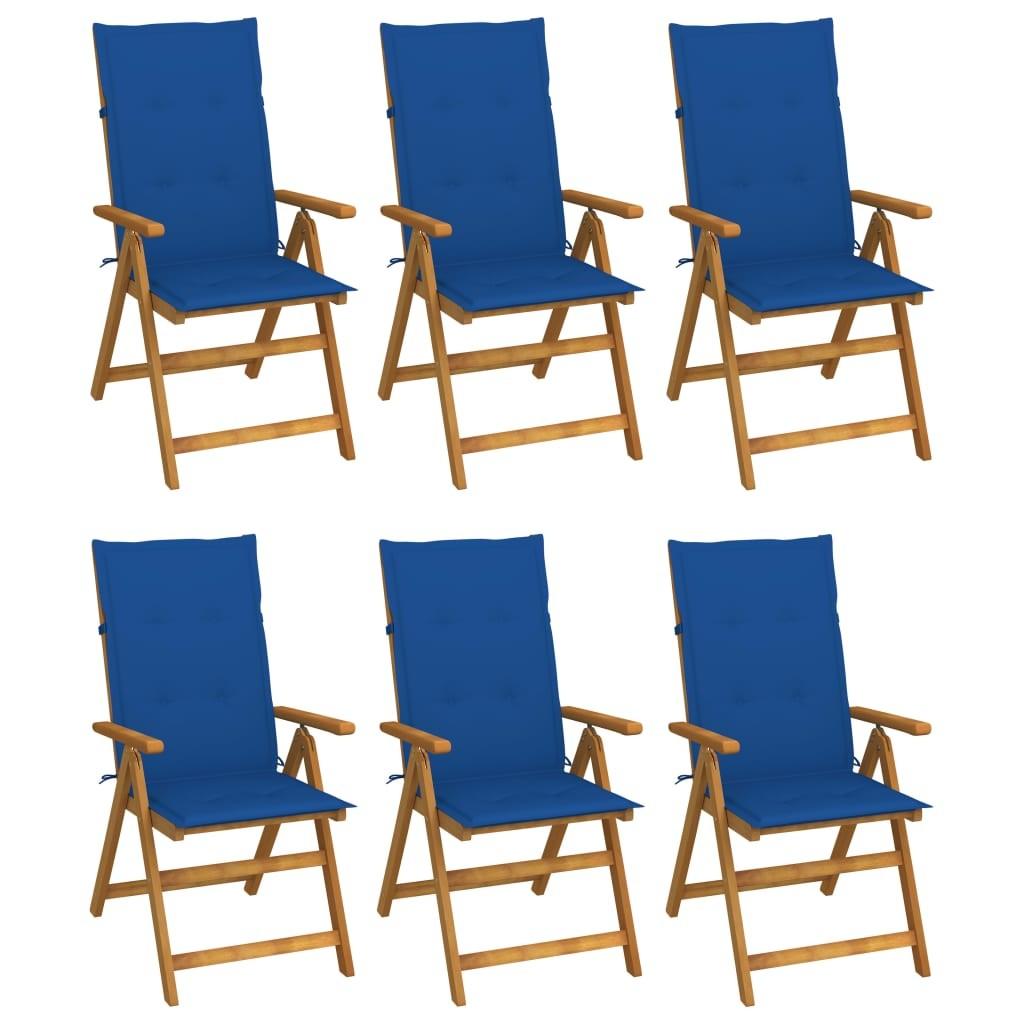 Foldbare havestole 6 stk. med hynder massivt akacietræ