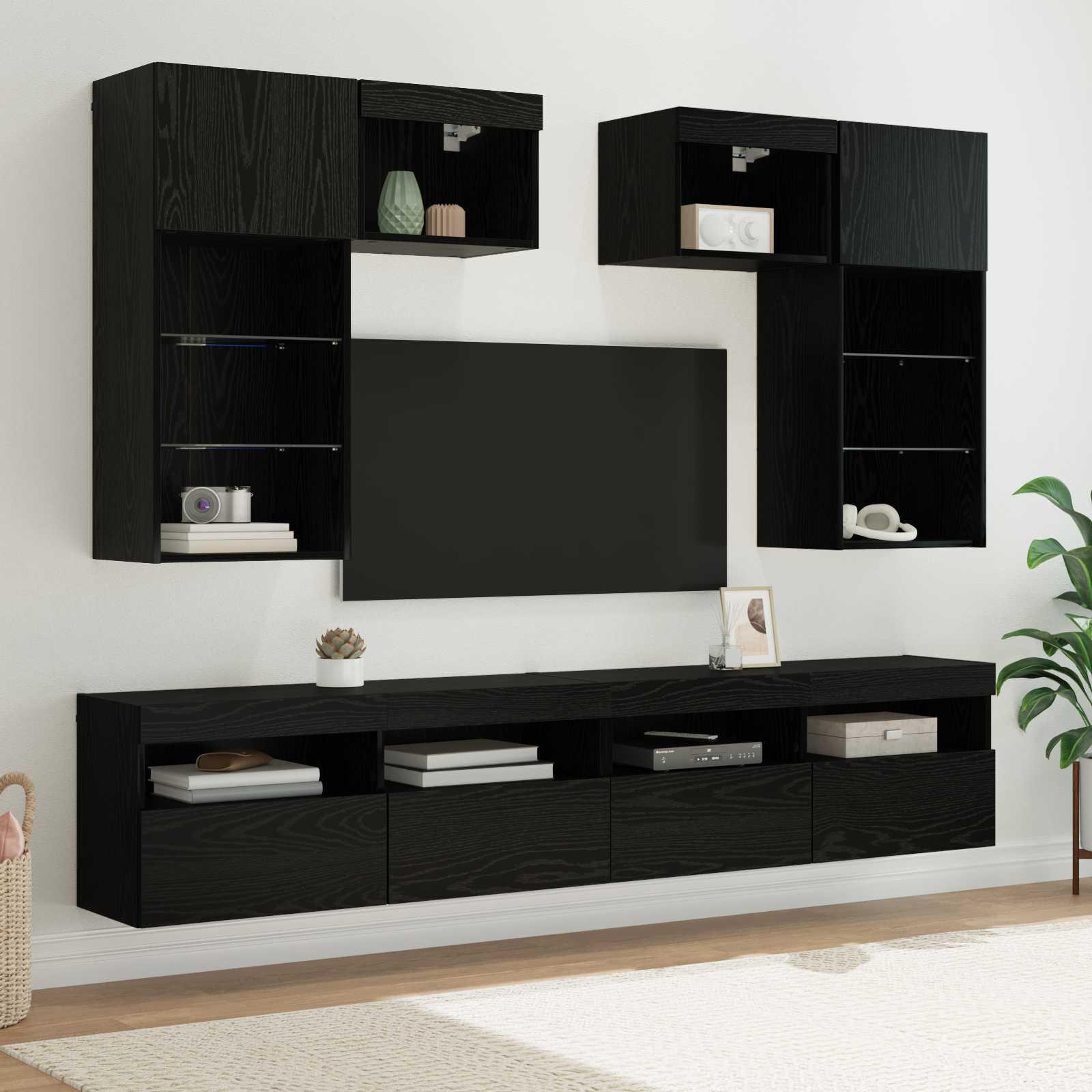 TV Vægmonteringer 6 stk Artisan Egetræ 100 x 30 x 40 cm billede