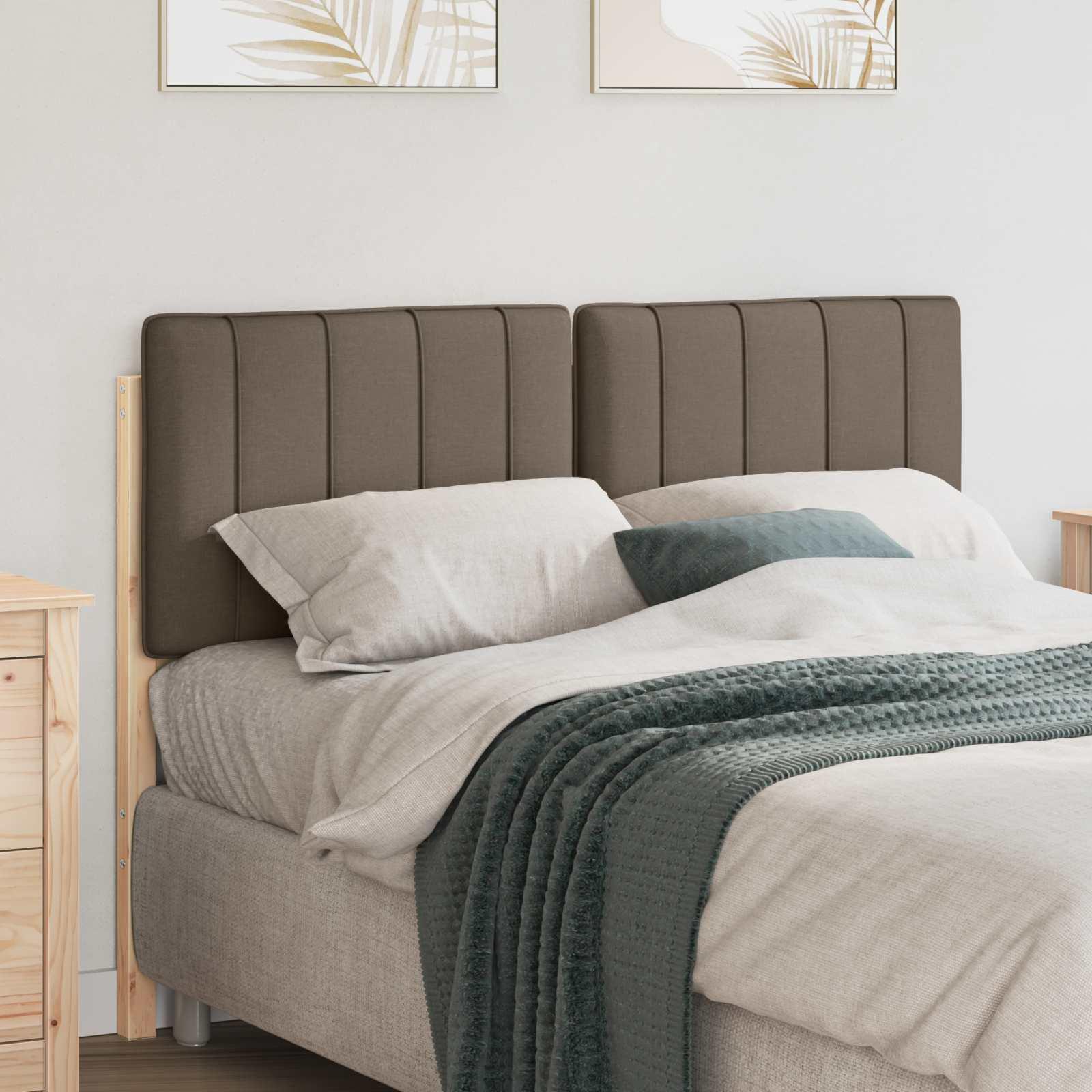 Polstret sengegavl i massiv fyr - brun/taupe 120 cm billede