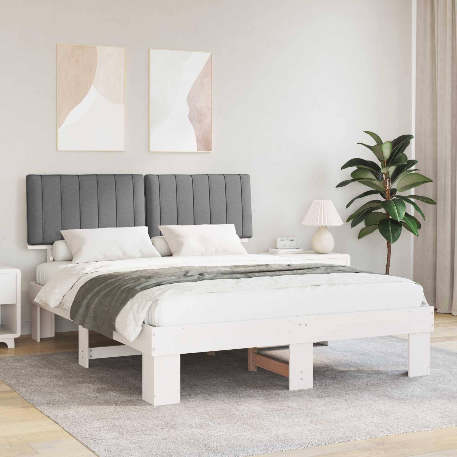 Sengestel med Polstret Hovedgavl Lysegrå 150 x 200 cm billede