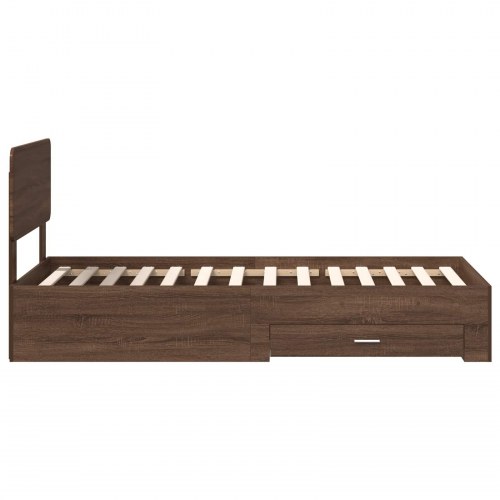 Sengestel med skuffe - brun eg 75 x 190 cm