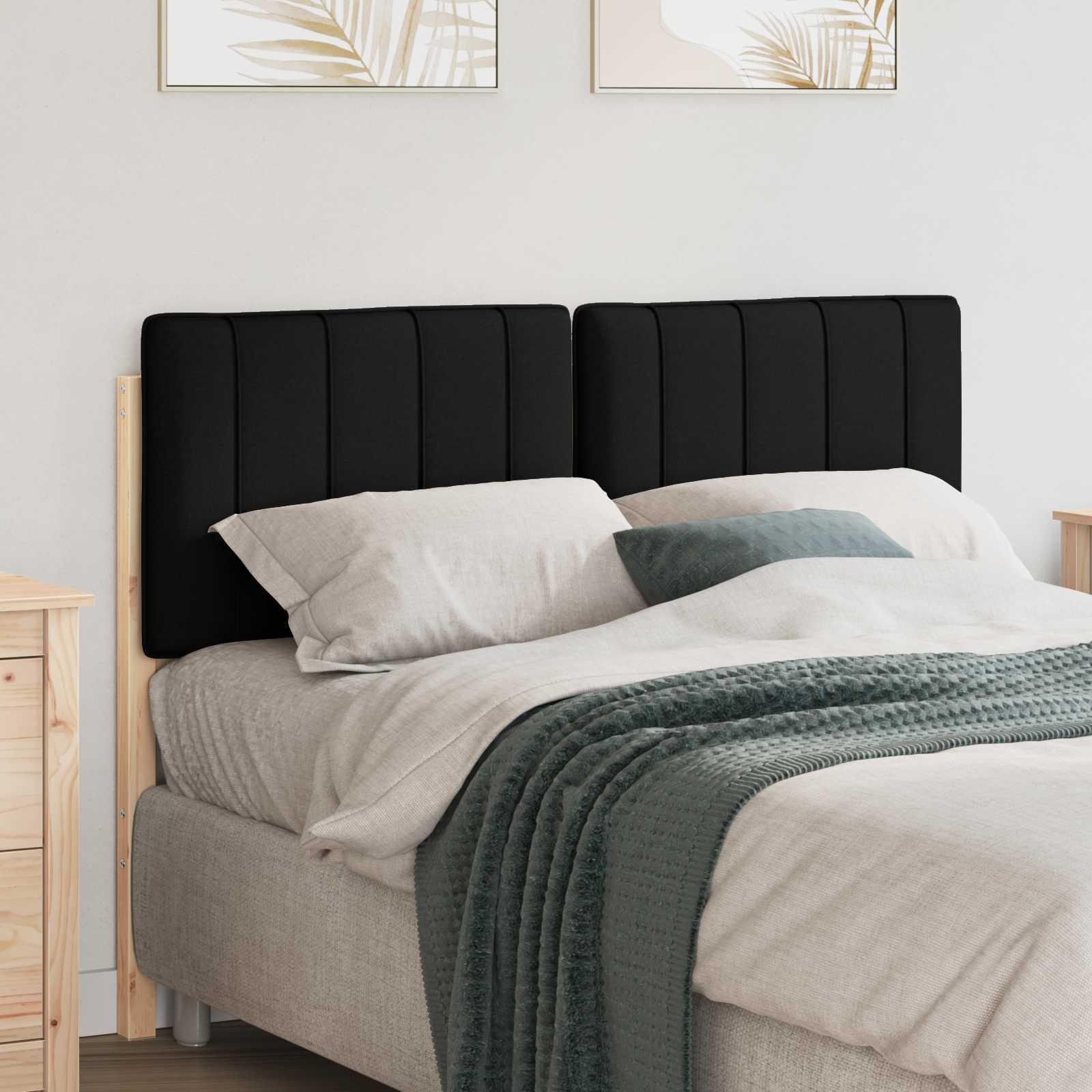 Polstret sengegavl Brun og sort 120 cm Massiv fyrretræ billede