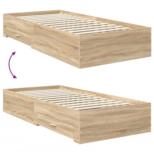 Sengestel med skuffe 75 x 190 cm - Sonoma eg