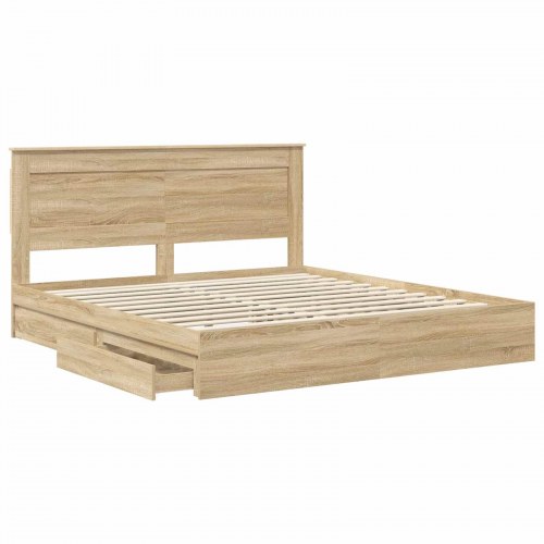 Sengestel med skuffe Sonoma eg 200 x 200 cm Konstrueret træ