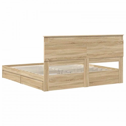 Sengestel med skuffe Sonoma eg 200 x 200 cm Konstrueret træ