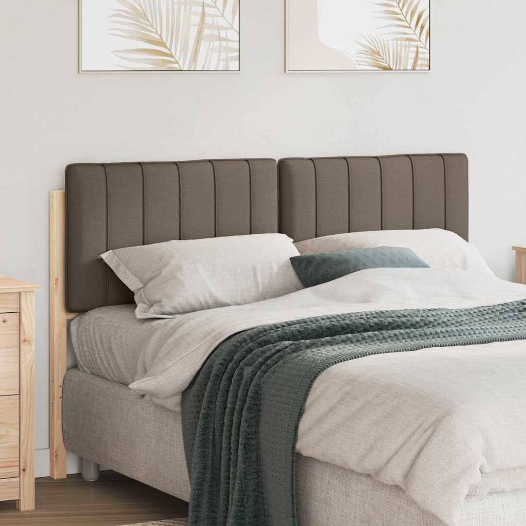 Polstret sengegavl - brun og taupe, 135 cm, massiv fyrretræ billede