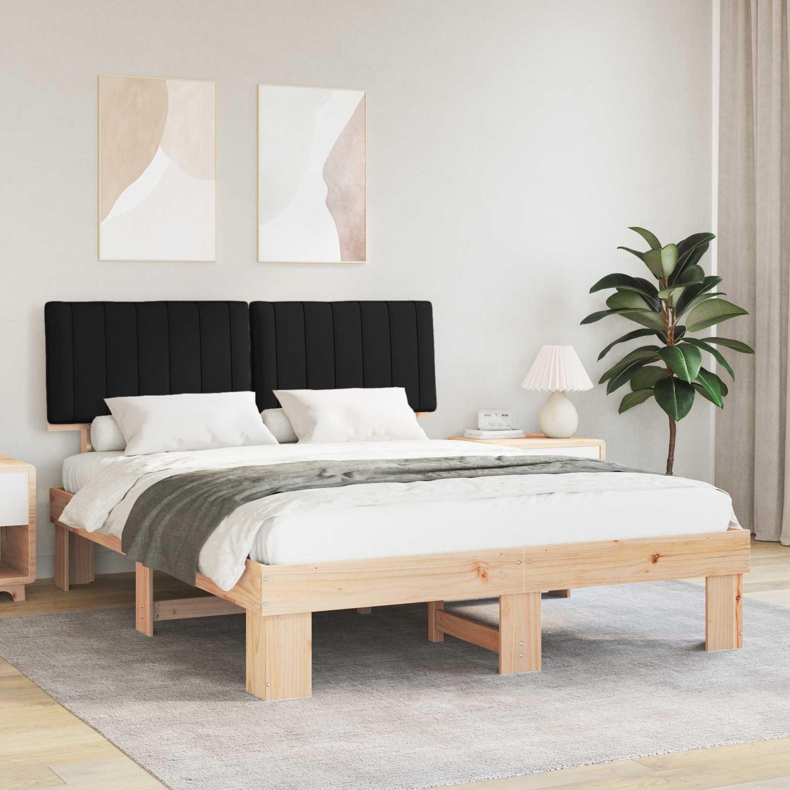 Sengestel med Polstret Hovedgavl Sort 160 x 200 cm billede