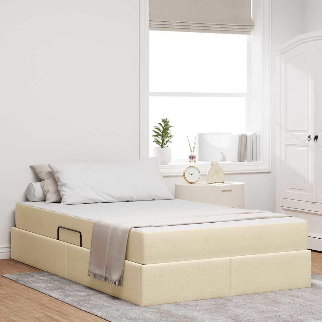 Seng med opbevaring og madras Creme 120 x 200 cm Polyester billede
